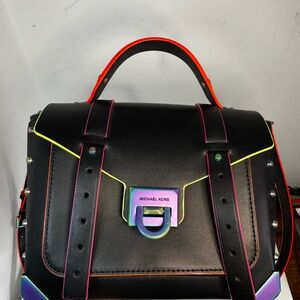 Michael Kors Black Satchel with Multicolor Trim